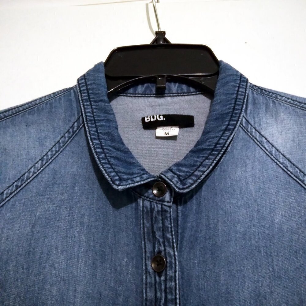 BDG 100%Cotton Med Wash Long Denim Button Down Shirtwaist Dress /Tunic Top SzM - Picture 5 of 10